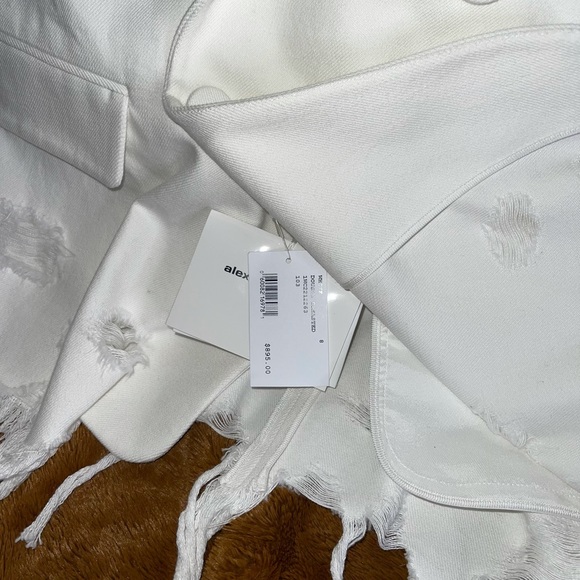 Alexander Wang Frayed Double Breasted Denim Blazer in White - Picture 14 of 17